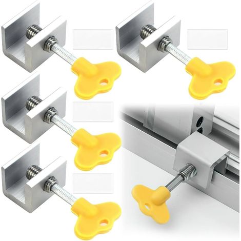 Accessoire de sécurité pour installation domestique, lot de 4 unités, en aluminium, pour fenêtres.-AquaForge (1/5)