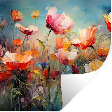 STICKER MURAL Fleurs - Aquarelle - Art - Botanique - Nature 50x50 cm (1/5)