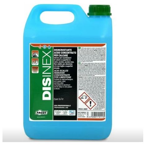 Facot Disinex disincrostante ad alto potenziale 5 lt non corrosivo toglie incrostazioni di calcare e ferrose acciaio e rame (1/2)