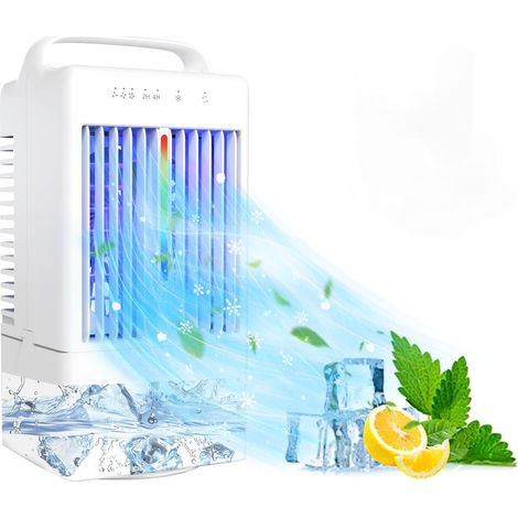 Portable air conditioner with 3 fan speeds, 2/4 hour timer, 900ml large-capacity water tank, 7-color lights, and remote control. (1/5)