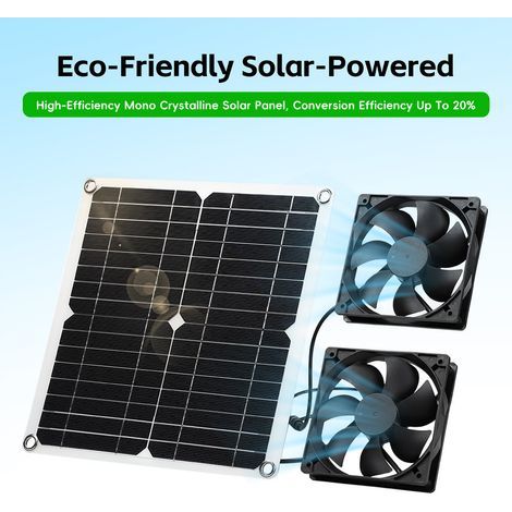 Zoternen Kit de ventilateur extérieur à énergie solaire avec double 12W pour la maison RV Greenhouse Pet House Resilient et imperméable 3000 tr / min 14 cm Camping (1/5)