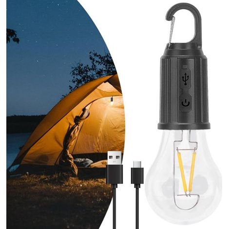 Guirlande lumineuse LED rechargeable, 2 W, 2700 K, blanc chaud, étanche pour une utilisation extérieure, 3 modes d'éclairage, forme de bougie vintage, pour tonnelle ou lustre. (1/5)
