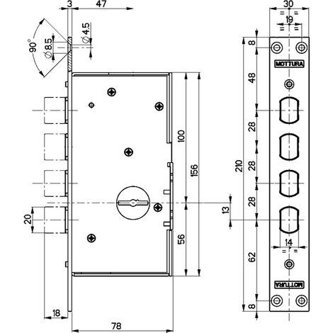 Serratura Elettrica da Infilare Triplice per Porte Blindate Art 234 X 78 mm