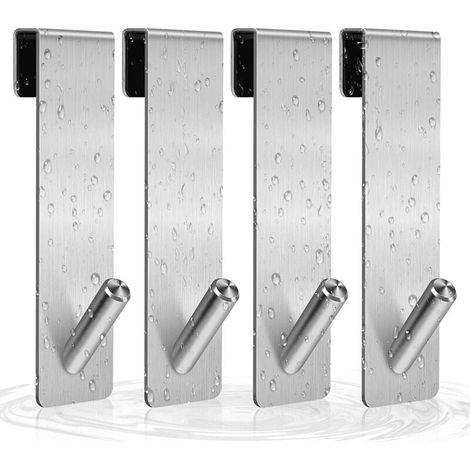4pcs Shower Door Hooks, Stainless Steel Towel Hooks No Drilling on Frameless Shower Door for Bathroom (7 Inch Silver) MUMU