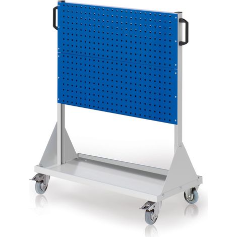Kappes RasterMobil® mobiler Arbeitsplatzschrank Größe 3 1230x1000x500mm - 2x Lochplatte 2x Schlitzplatte - enzianblau