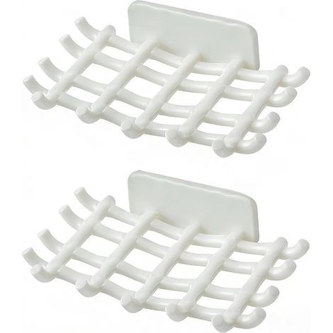 Boîte à savon murale sans perçage – 2 pièces, grille de drainage multifonction pour salle de bain et douche, style moderne minimaliste (1/4)