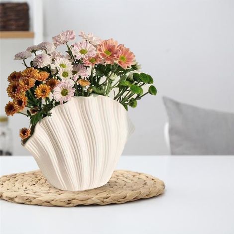 Vase en Céramique en Forme de Coquillage pour Fleurs Séchées Décoration Murale Élégante et Naturelle (1/5)