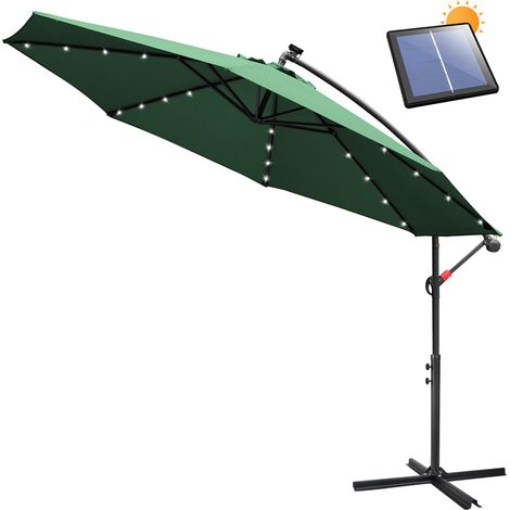 SWANEW Ombrellone Deporte LED solare protezione UV e resistente agli agenti atmosferici Ø350cm Verde (1/5)