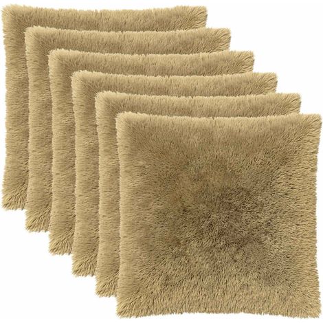 Housse de coussin 6 pcs HEERLEN Vert clair 60 x 60 cm Fleece PV vidaXL