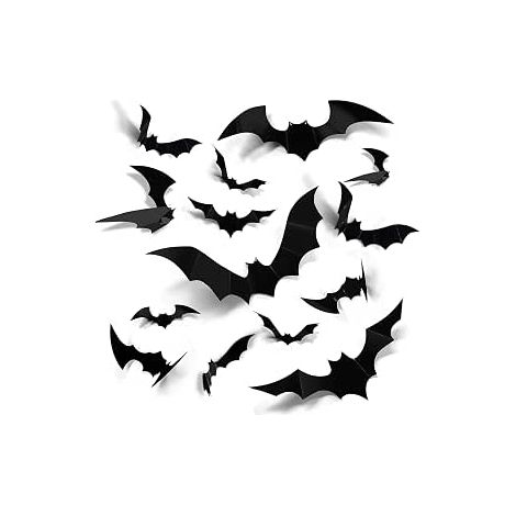 FLITI 180 3D Bat Stickers Halloween Wall Decoration Black PVC 4 Sizes (1/5)
