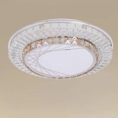 TRADE SHOP - Plafoniera Da Soffitto 65w ø50cm Led A Strati Cristalli Ragnatela Luce Fredda 08034 - (1/3)