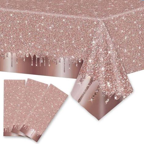 Tovaglia per feste, tovaglia color oro rosa, accessori per feste, tovaglia per interni, 137 x 274 cm, 2 pezzi - Crezuo