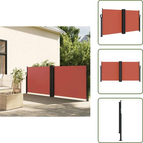The Living Store Seitenmarkise Ausziehbar Terrakottarot 120x600 cm - Seitenmarkise - Gartensichtschutz - Terracotta - Polyester - PU Beschichtung