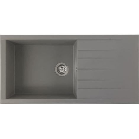 STRADOUR Evier a encastrer CUBE, en SMC GRIS BETON - 16, 1 bac, dim. 100 50 cm, vidage manuel (1/2)