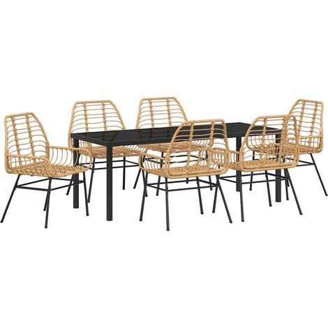 Maison Exclusive - Set da Pranzo per Giardino 7 pcs Marrone polyrattan