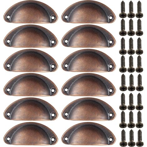 Set di 12 piccole maniglie in metallo per mobili da cucina, pomelli per ante di mobili con viti per cassetti e comò, 82 mm (1/5)