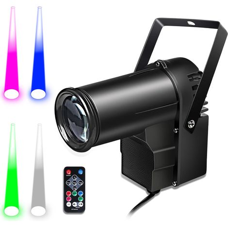 Projecteurs pin spot, 12W RGBW 4 in 1 Spotlight LED Blanche Faisceau, DJ Disco Pinspot Lumière pour Boules à facettes (1/5)