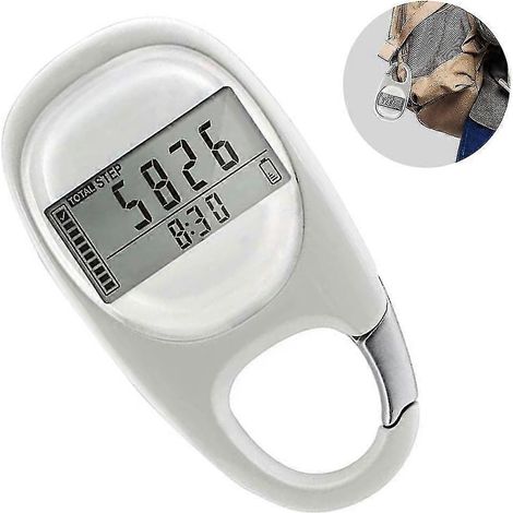 Podomètre numérique 3D simple à clipser, compteur de pas avec clip, mémoire de distance parcourue (miles/km), exercice physique, activité physique et calories brûlées pour hommes (1/4)