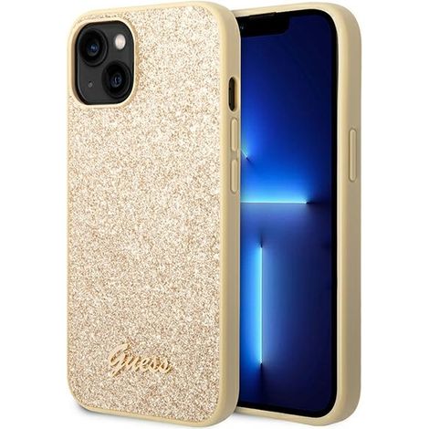 Funda rígida Guess GUHCP14MHGGSHD para iPhone 14 Plus/15 Plus de 6,7 pulgadas, color dorado/dorado, con diseño de purpurina. (1/5)