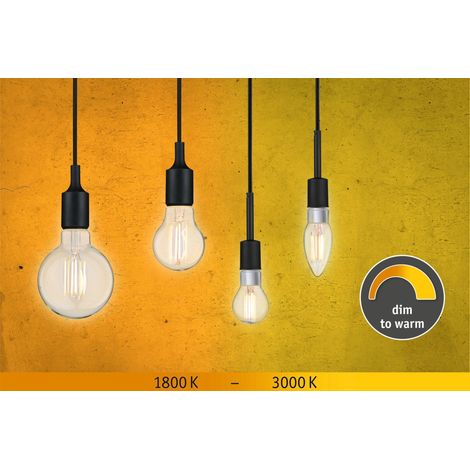 Lampe LED sphérique à filament dim to warm 5 watts gradable Ampoule Clair Lumière efficace dorée à Blanc chaud 1800-3000 K E14 (1/5)