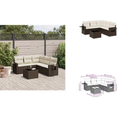 6-tlg. Garten-Sofagarnitur mit Kissen Braun Poly Rattan - Garten Sofagarnitur - Garten Sofagarnituren - Outdoor Sofagarnitur - Sofagarnitur Terrasse (1/3)
