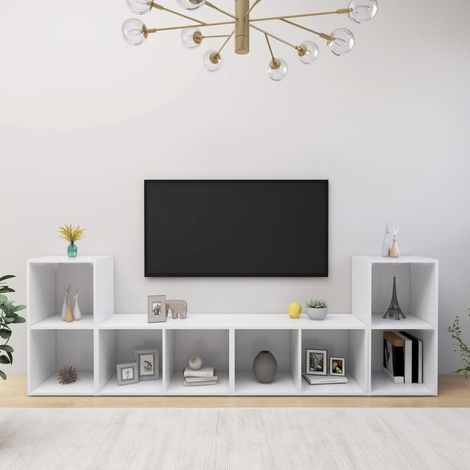 Meubles TV 4 pcs Moderne - Meubles de rangement - Buffet Salon - Blanc 72x35x36, 5 cm Aggloméré Chic-734355 (1/5)