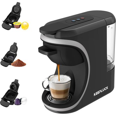 Machine à café 3-en-1 pour capsules, café moulu Gain de place : cette cafetière compacte est conçue pour les petits espaces, camping et camping-car. (1/5)