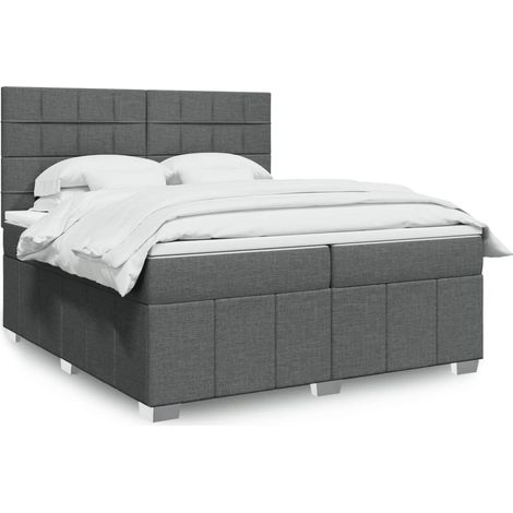 Boxspringbett mit Matratze Dunkelgrau 200x200 cm Stoff (1/5)