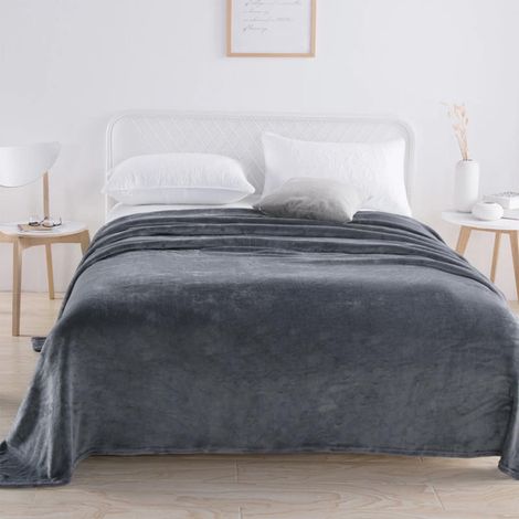 Couverture En Velours - 100 x 150 cm - Polyesther - Gris Foncé - Pour Chambre À Coucher - 1 Pièce (1/5)