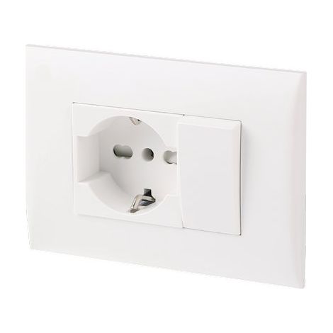 PLACCA PRECOMPOSTA 2212 ELECTRALINE - BIANCO POSTI 2 DEVIATORE + SCHUKO VOLT 220 A 16- 2 pezzi