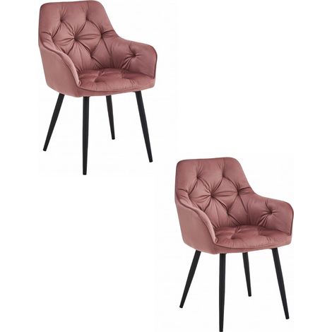 Silla York - terciopelo rosa / patas negras x 2 (1/5)