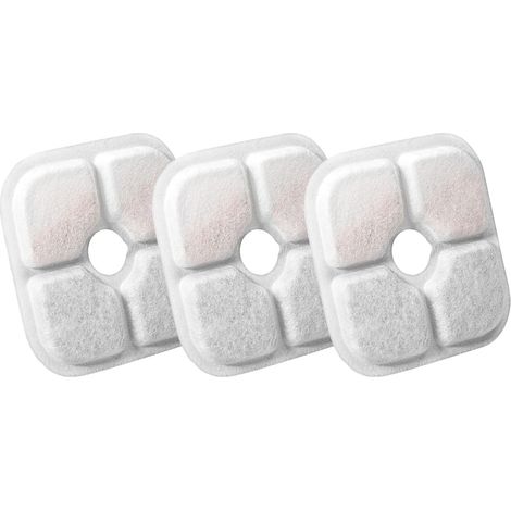 Lot de 3 filtres pour fontaine à eau pour chat compatibles avec la fontaine à boire Catit PIXI, filtre de remplacement pour fontaine pour animaux de compagnie avec système de triple filtration (1/5)