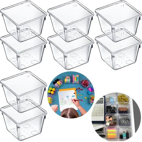 Plateaux pour fournitures de bureau Mini plateaux Séparateurs de tiroir Boîtes distributrices de bijoux (7,5 x 3,5 cm Transparent) (1/5)