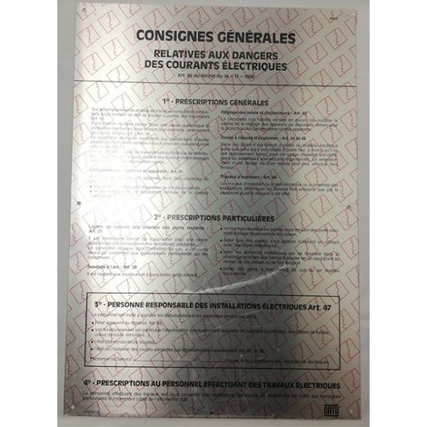 Catu AM18 Plate displays general electrical safety instructions