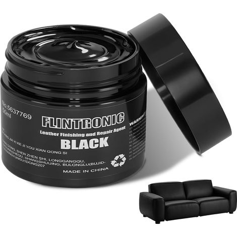 Pâte Réparatrice Cuir Noir, 50ml Réparation Cuir Noir, Rénovateur de Couleur pour Rayures, Craquelures et Décolorations, Adapté aux Canapés,Sièges de Voiture,Chaussures et Meubles en Cuir (1/5)