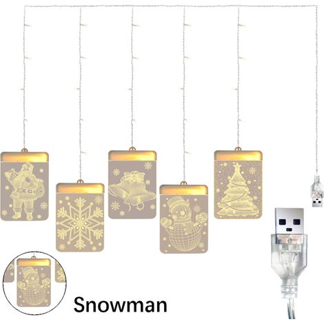 1 Guirlande lumineuse, LED blanc chaud, forme cloche, PVC durable, pour fenêtre, intérieur, extérieur, Noël, fête (1/5)
