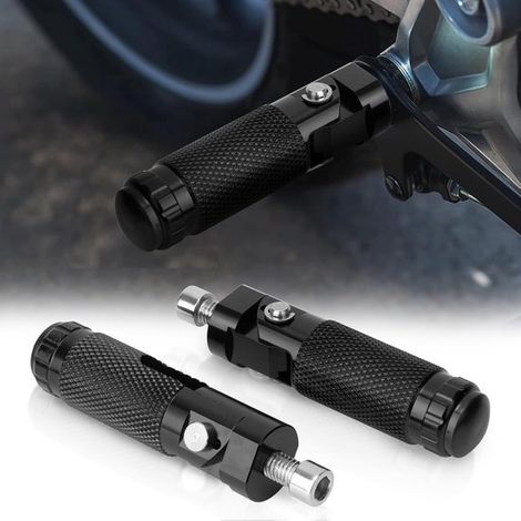 Reposapiés plegables para motocicleta y bicicleta. Reposapiés plegable universal de aluminio de 8 mm con 90 grados (par, negro). (1/2)