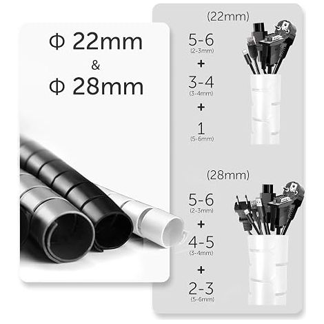 Cache-Câbles Gaine de Rangement Organisateur de Câbles Clip de Guidage Manchon Passe-Câble pour Gestion et Protection des Fils (1/4)