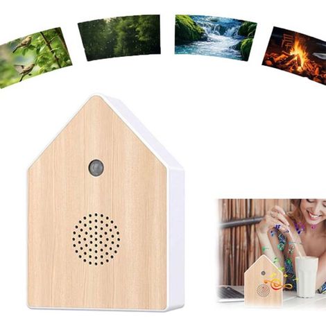 Nichoir sonore avec capteur - Maison à oiseaux chantants - Capteur de chant d'oiseaux - Convient pour décorer les espaces intérieurs tels que les balcons et les cheminées, afin de créer une ambiance n
