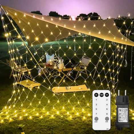 Lichternetz Außen 2x2m 144 LED Lichterkette Außen Netz mit Stecker IP44 Wasserdicht 8 Modi Timer für Weihnachtsbeleuchtung Innen Büsche Garten Zimmer Balkon Wand Warmweiß (1/5)
