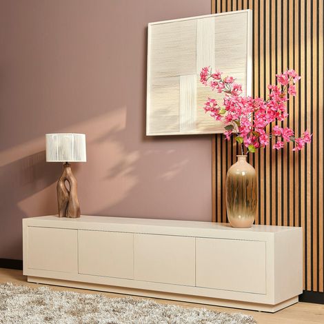 Meuble TV avec rangement bois sable 200 cm MONTARO (1/5)