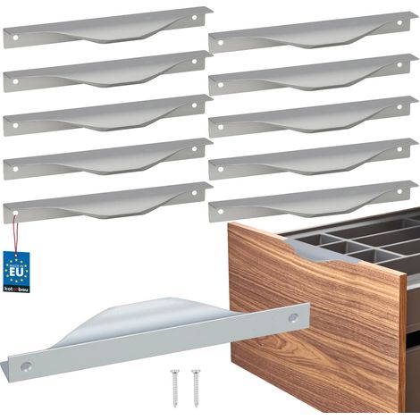 KOTARBAU® Moderner Aluminium-Möbelgriff mit silberner Kante, 160/180 mm, 10er-Set