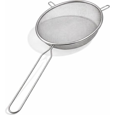 Fine Mesh Strainer - Kitchen Sieve Diameter 21 cm - Do Not Use in Dishwasher - 43 x 20 cm, Versatile, Efficient, Silver (1/5)