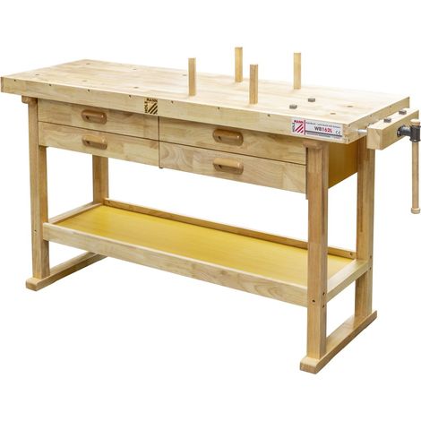 HOLZ WERKBANK WERKTISCH 4 SCHUBLADEN ARBEITSTISCH HOLZMANN WB162L (1/2)