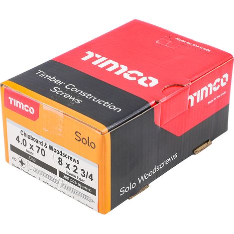 TIMCO Solo Countersunk Silver Woodscrews - 4.0 x 70