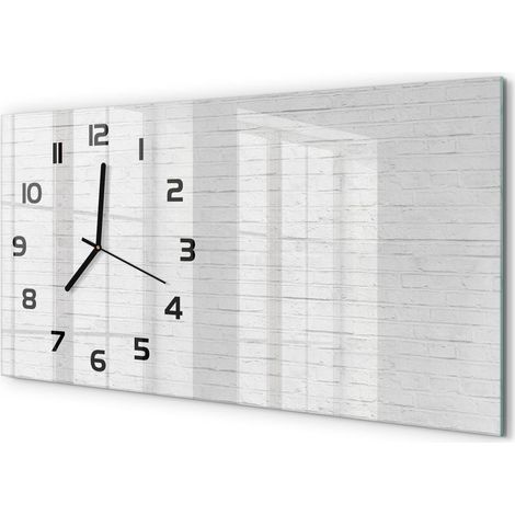 Horloge Murale Panoramique Moderne 60x30 cm Verre Trempé Sans Tic-Tac Mur de briques (1/5)