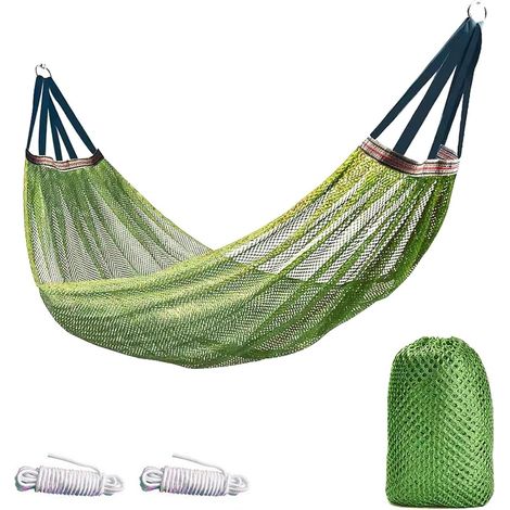 Amaca - 260 x 130 cm - Corde di fissaggio e borsa per il trasporto - Amaca da campeggio portatile - Sedia sospesa traspirante in poliestere per giardino, balcone, campeggio, viaggi e attività all'aper (1/5)