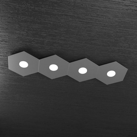 Plafoniera Industrial-Minimal Hexagon Metallo Antracite 4 Luci Led 12X4W (1/5)