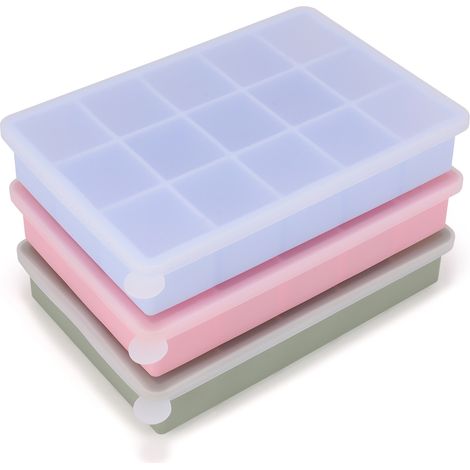 Silikon-Eiswürfelform mit Deckel – Wiederverwendbare Eiswürfelform für den Gefrierschrank, leicht zu entformen, BPA-frei, ideal für Cocktails und Getränke-x (1/5)