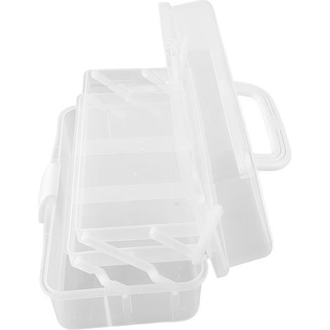 Boîte à outils pliable en plastique à trois compartiments avec poignée de transport, organisateur multifonctionnel adapté aux outils d'art, aux matériaux de loisirs créatifs et aux accessoires cosméti (1/5)